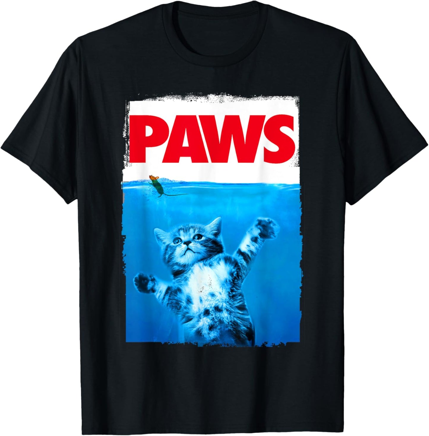 Xiongying Paws Cat and Mouse Top, Cute Funny Cat Lover Parody T-Shirt