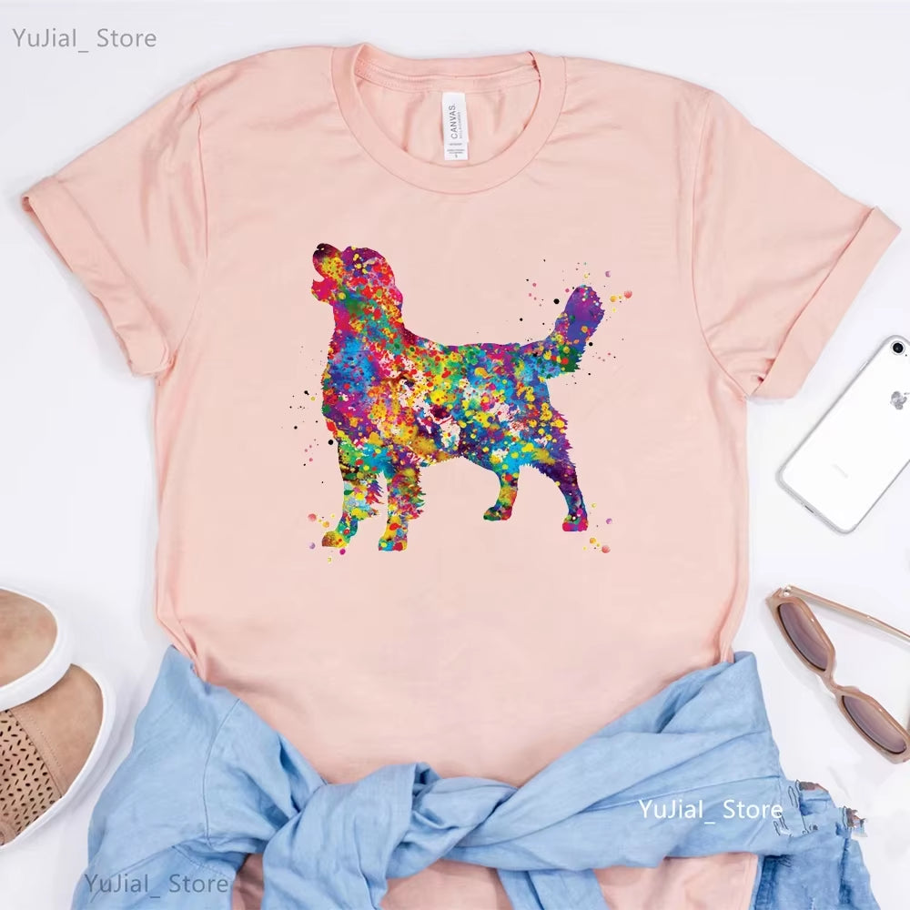 Schnauzer/Seymour/Yorkshire Terrier/Chihuahua/ Retriever/Pomeranian/Papillon Dog Vintage Portrait Print Women Summer T Shirt