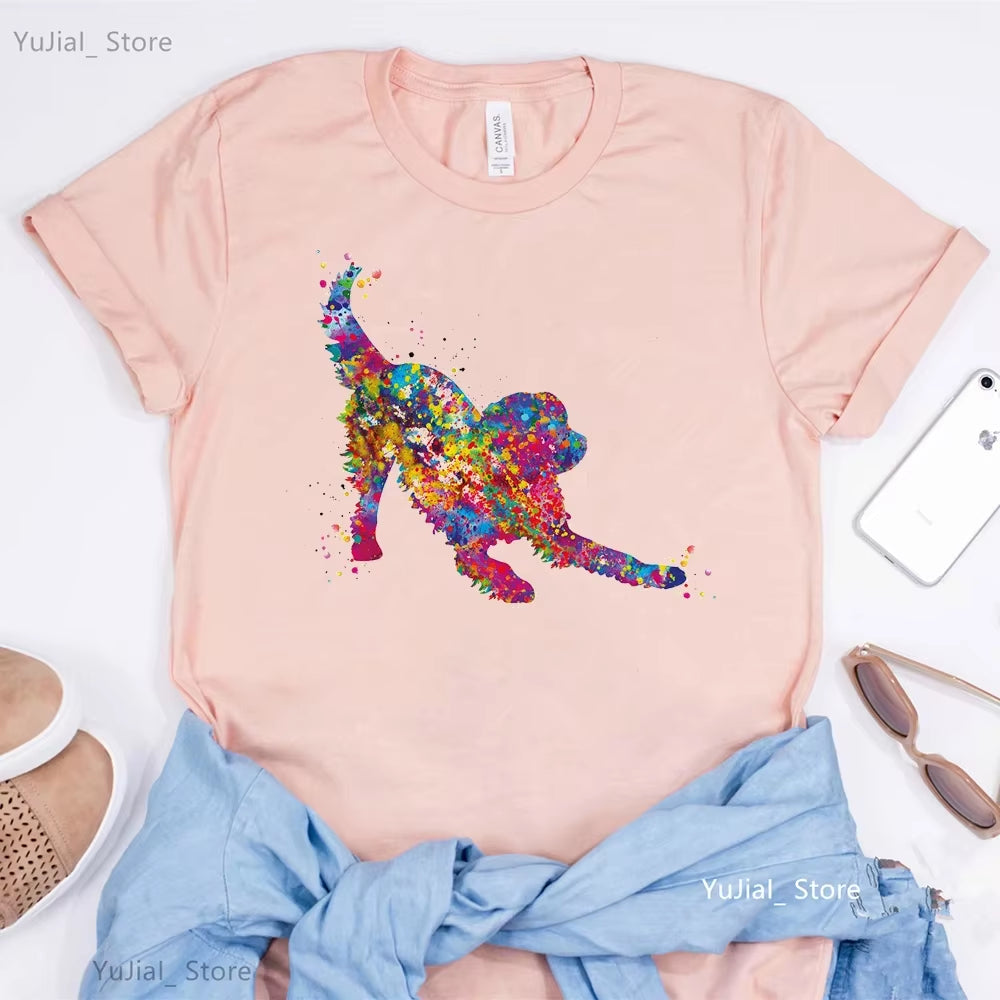 Schnauzer/Seymour/Yorkshire Terrier/Chihuahua/ Retriever/Pomeranian/Papillon Dog Vintage Portrait Print Women Summer T Shirt