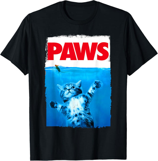 Xiongying Paws Cat and Mouse Top, Cute Funny Cat Lover Parody T-Shirt