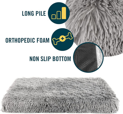 Long Plush Dog Mat, Dog Bed & Crate Mat (Extra Plush & Versatile Washable Dog Bed. Perfect Dog Crate Mat and Calming Dog Bed with Nonslip Bottom) XXL Measures 30" X 48"
