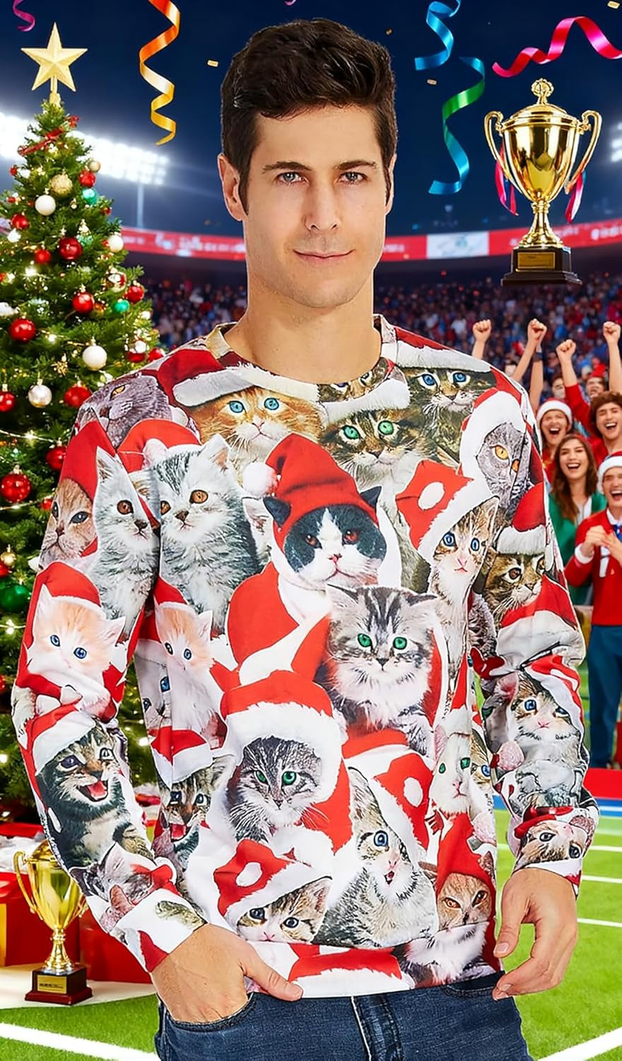 Christmas Sweatshirt for Men Women Funny Pullover Xmas Top