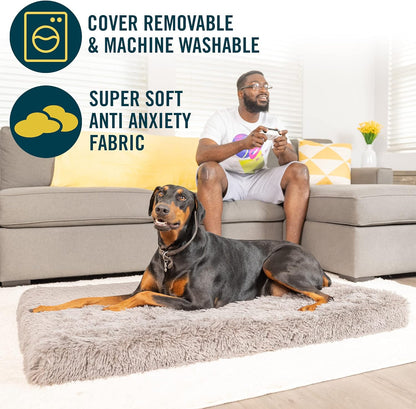 Long Plush Dog Mat, Dog Bed & Crate Mat (Extra Plush & Versatile Washable Dog Bed. Perfect Dog Crate Mat and Calming Dog Bed with Nonslip Bottom) XXL Measures 30" X 48"