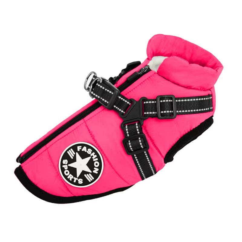 Winter Warm Large Pet Dog Jacket with Harness Waterproof Big Dog Coat for Labrador Chihuahua French Bulldog Outdoor Dog Clothes