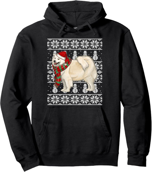 Santa Hat Xmas Samoyed Ugly Christmas Pullover Hoodie