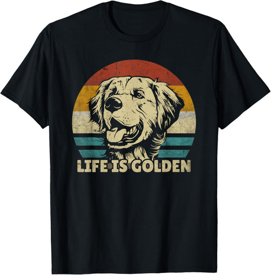 Golden Retriever Hund Life Is Golden Retro Vintage T-Shirt