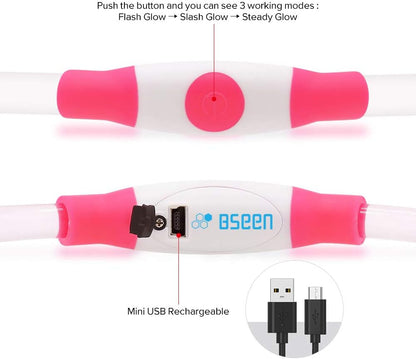 Led Dog Collar, Usb Rechargeable, Glowing Pet Dog Collar for Night Safety, Fashion Light up Collar for Small Medium Large Dogs (Candy Pink)