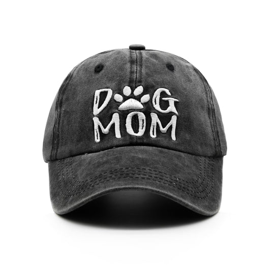 Women'S Dog Mom Hat, Washed Adjustable Embroidered Denim Baseball Cap