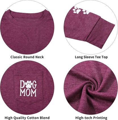 Women Dog Paw Shirt Paw Print Shirts Patch Pocket Casual Long Sleeve Shirt