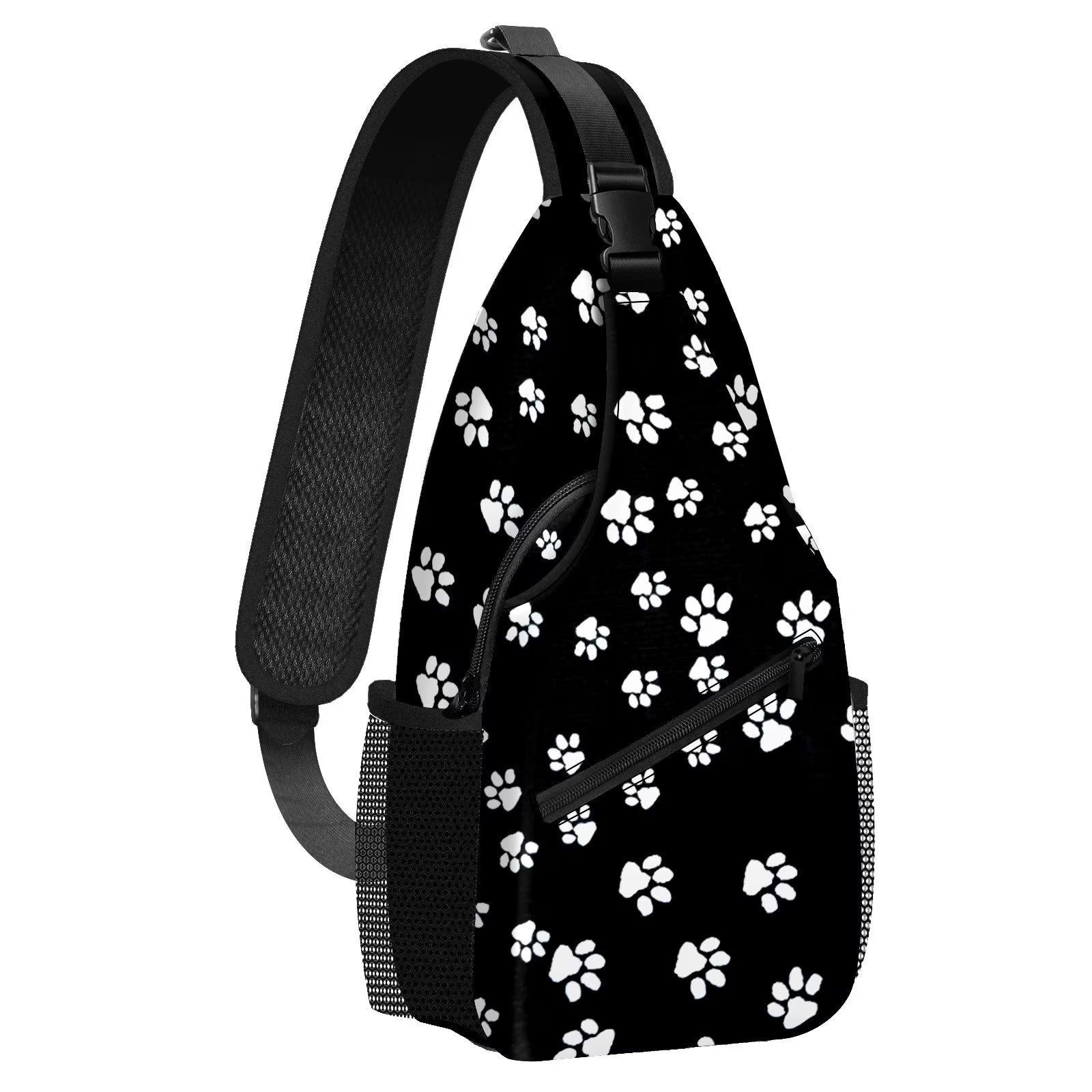 Sling Bag Backpack for Men Women Vacekoe Crossbody Shoulder Chest Day Pack Outdoor Travel Camping Daypack Dog Footprints