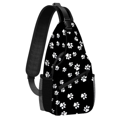 Sling Bag Backpack for Men Women Vacekoe Crossbody Shoulder Chest Day Pack Outdoor Travel Camping Daypack Dog Footprints