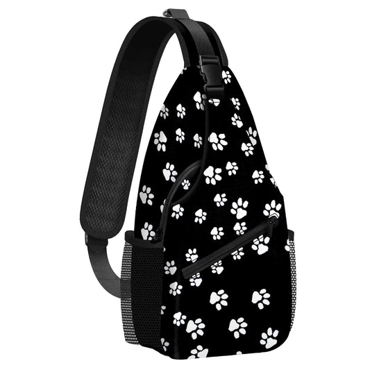 Sling Bag Backpack for Men Women Vacekoe Crossbody Shoulder Chest Day Pack Outdoor Travel Camping Daypack Dog Footprints