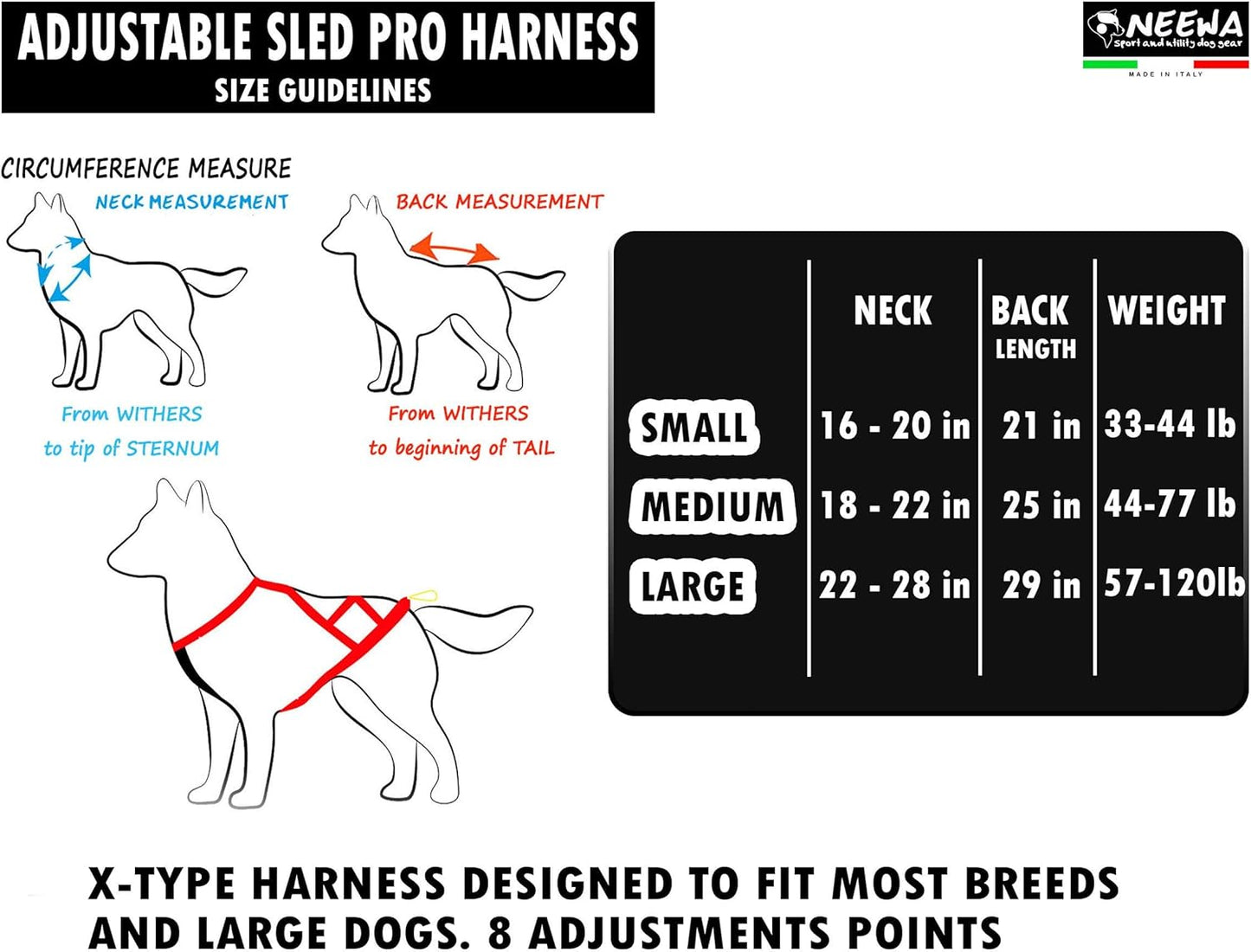 Adjustable Sled Pro Harness (Small, Red), Dog Harness Large Breed, Dog Pulling Harness, Giant Dog Harness, Sled Harness for Pulling, Great for Dog Joring