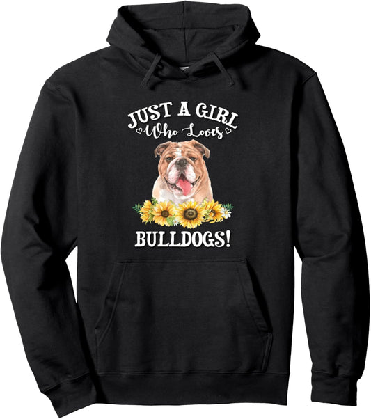 Funny Watercolor Art Girl Who Loves English Bulldogs Pullover Hoodie