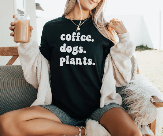 Gift Idea for Crazy Plant Lady Tshirt for Coffee Lover and Dog Mom T Shirt Plant Mama Comfy Shirt for Gardening Lover