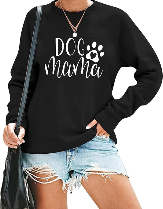 Dog Mom Sweatshirt for Women Cute Dog Paw Graphic Long Sleeve Pullover Blouse（S-2Xl）