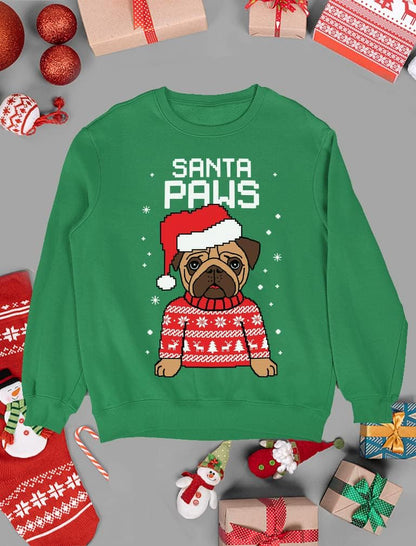 Santa Paws Sweatshirt Men Pug Christmas Sweater Style Ugly Xmas Sweatshirts