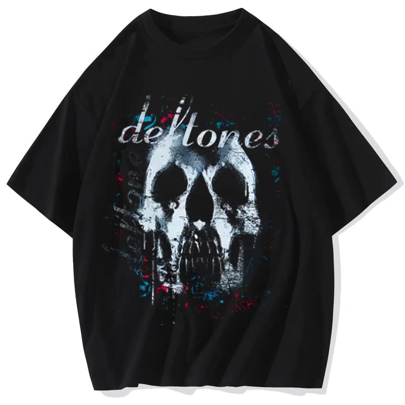 Men Gothic Letter Dog Printed T-Shirt Hip Hop Streetwear Punk Summer Vintage Washed Oversized T Shirts Tops Men Clothing