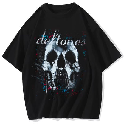 Men Gothic Letter Dog Printed T-Shirt Hip Hop Streetwear Punk Summer Vintage Washed Oversized T Shirts Tops Men Clothing