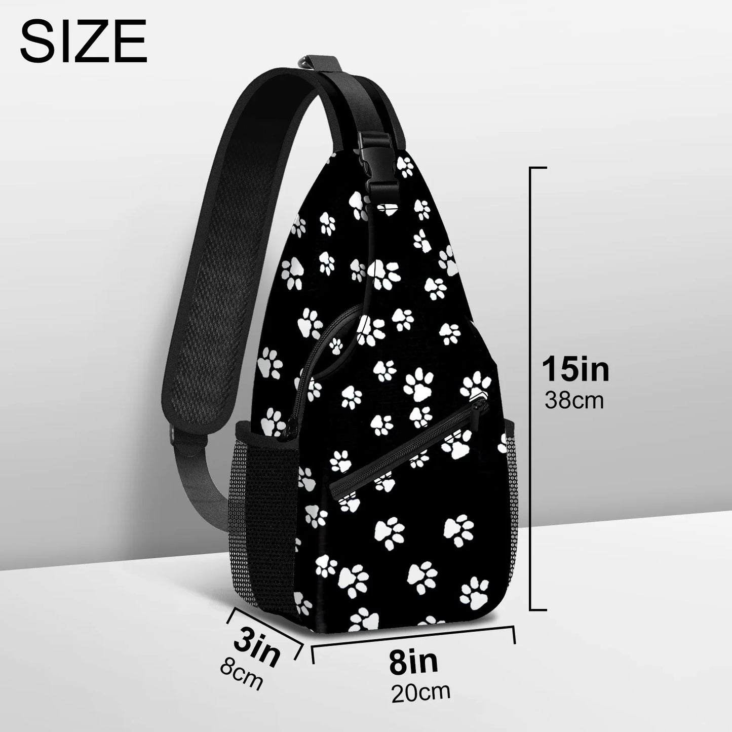 Sling Bag Backpack for Men Women Vacekoe Crossbody Shoulder Chest Day Pack Outdoor Travel Camping Daypack Dog Footprints