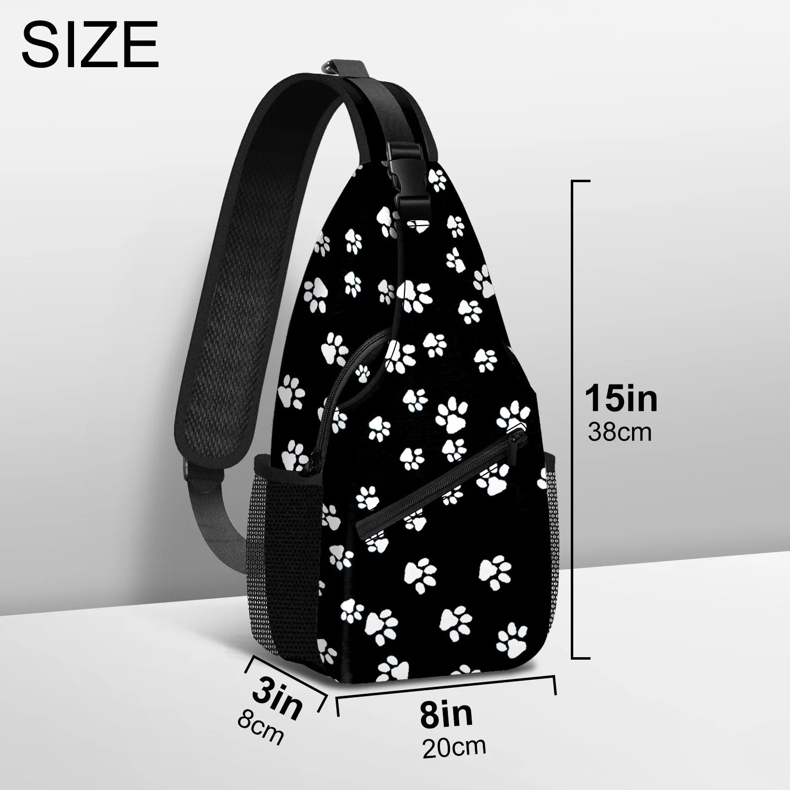 Sling Bag Backpack for Men Women Vacekoe Crossbody Shoulder Chest Day Pack Outdoor Travel Camping Daypack Dog Footprints