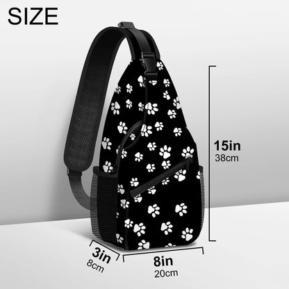Sling Bag Backpack for Men Women Vacekoe Crossbody Shoulder Chest Day Pack Outdoor Travel Camping Daypack Dog Footprints