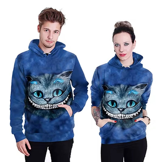 [You'Re My Secret] New Fashion Sudaderas Mujer Wonderland Alice Cartoon Cat 3D Print Women'S Casual Hooded Hoodies Sweatshirts